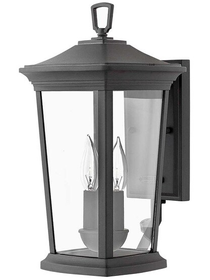 Bromley Medium Outdoor Wall-Mount Lantern in Museum Black.